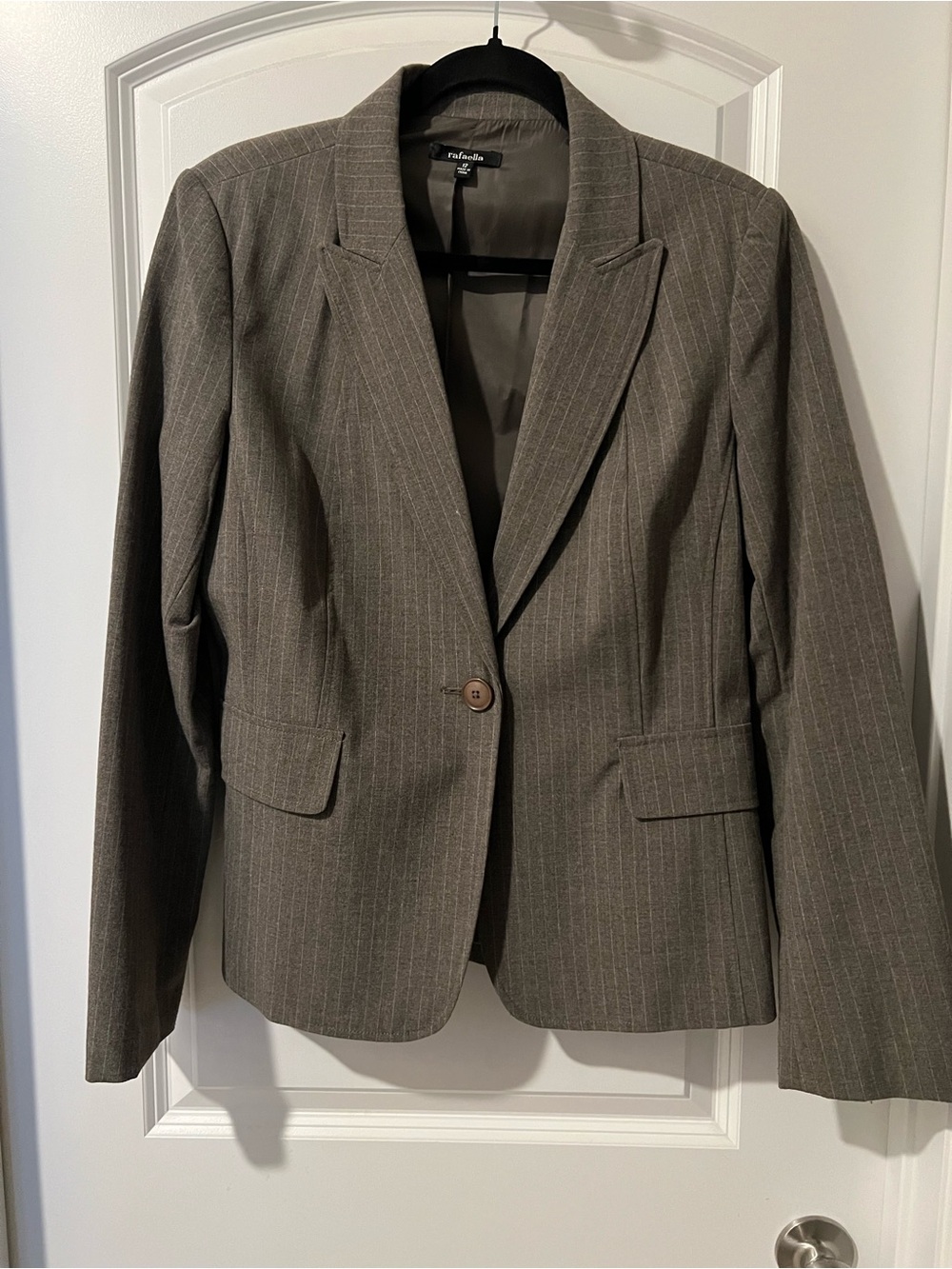 Rafaella Brown Pinstripe Single-Button Blazer